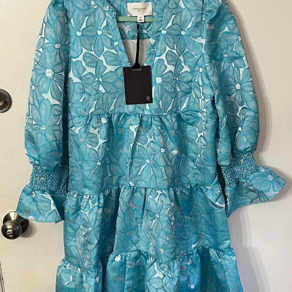 Pomander Place  Blue Daisy Jacquard Kenzo Dress SZ M = 8-10;